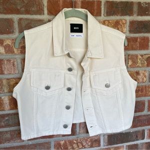 BDG cropped cream white denim vest